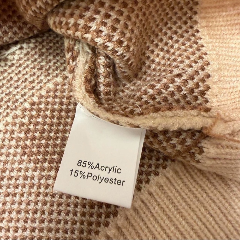 Miss Sparkling Happy Face Boho Sweater Women’s Medium Retro Smiley Twee Brown - Picture 3 of 6